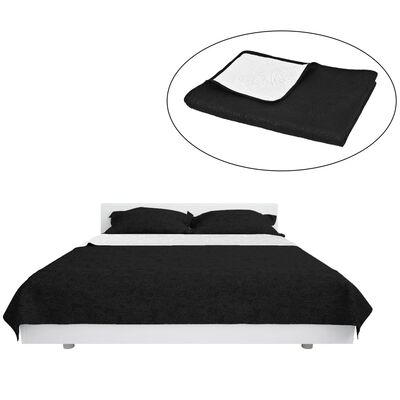 vidaXL gultas pārklājs, 230x260 cm, divpusējs, stepēts, melns un balts