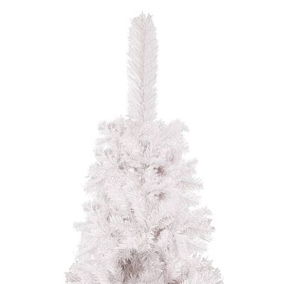 vidaXL izgaismota Ziemassvētku egle ar rotājumiem, balta, 210 cm