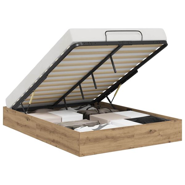 vidaXL Otomāna gultas rāmis ar uzglabā&scaron;anu Artisānā ozols 135 x 190 cm