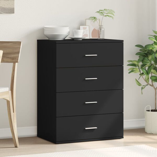 vidaXL kumode, melna, 60x39x80 cm, inženierijas koks