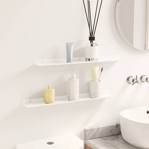 vidaXL Peldējo&scaron;ais plaukts 2 pcs Balts 60 x 8,5 x 2,5 cm Tērauds