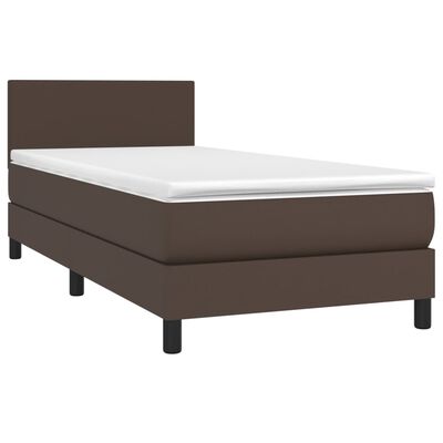 vidaXL atsperu gulta ar matraci, brūna, 100x200 cm, mākslīgā āda