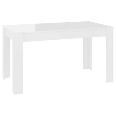 vidaXL virtuves galds, spīdīgi balts, 140x74,5x76 cm, skaidu plāksne