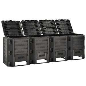 vidaXL dārza komposta tvertne, melna, 1600 L