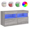vidaXL TV skapītis ar LED lampiņām, pelēka ozola krāsa, 80x30x40 cm