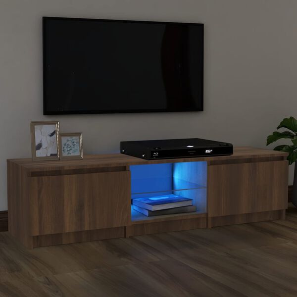 vidaXL TV skapītis ar LED apgaismojumu, ozolkoka krāsa, 140x40x35,5 cm