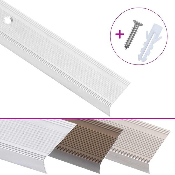 vidaXL kāpņu profili, 15 gb., L forma, 100cm, sudraba krāsas alumīnijs