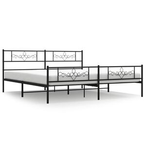 vidaXL gultas rāmis ar galvgali un kājgali, melns metāls, 200x200 cm