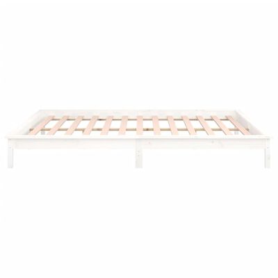 vidaXL gultas rāmis, LED, balts, 120x200 cm, masīvkoks