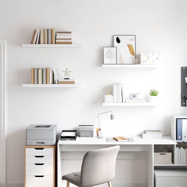 vidaXL sienas plaukti, 4 gab., balti, 80x23,5x3,8 cm, MDF