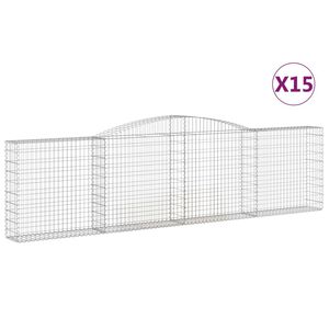 vidaXL arkveida gabiona grozi, 15gb., 400x30x100/120cm, cinkota dzelzs