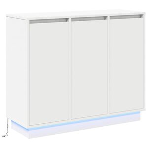 vidaXL LED sānu galds Balts 90 x 32 x 75 cm Inženierijas koks