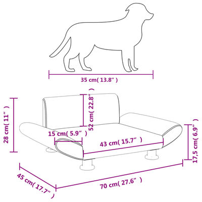 vidaXL gulta suņiem, gaiši pelēka, 70x45x28 cm, audums