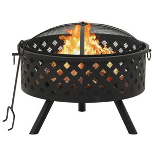vidaXL ugunskura vieta ar kruķi, 68 cm, XXL izmērs, tērauds