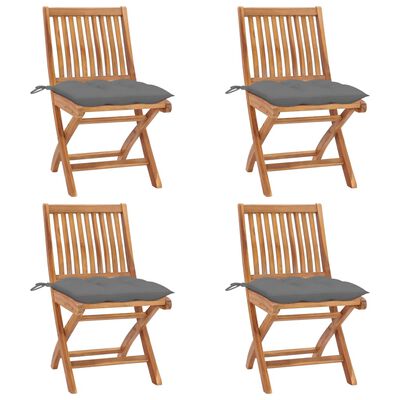 vidaXL saliekami dārza krēsli ar matračiem, 4 gab., masīvs tīkkoks