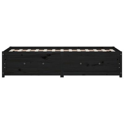 vidaXL dīvāngulta, melna, 80x200 cm, priedes masīvkoks