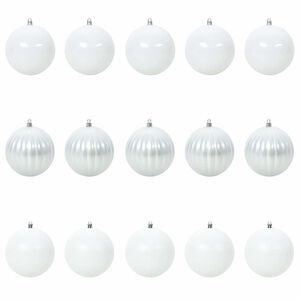 vidaXL Ziemassvētku rotājumu komplekts XL 15 gab. Balts &Oslash; 10 cm