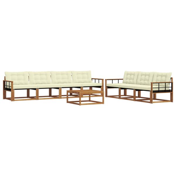 vidaXL Āra dīvānu komplekts ar spilvenu 8 pcs Dabisks un krējuma