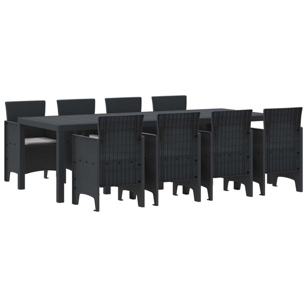 vidaXL Dārza ēdamgalds 9 pcs Antracīts Polt rattan