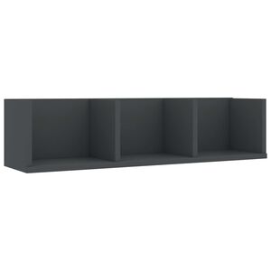 vidaXL CD sienas plaukts, pelēks, 75x18x18 cm, inženierijas koks