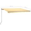 vidaXL markīze, LED, vēja sensors, 450x350cm, dzeltena/balta