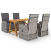 vidaXL 5-daļīgs dārza mēbeļu komplekts, pelēks