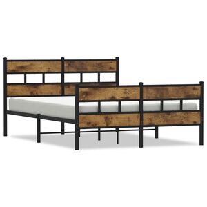 vidaXL gultas rāmis bez matrača, metāls, 150x200 m, ozolkoka imitācija
