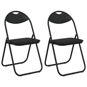 vidaXL Saliekamā krēsls 2 pcs Melns 48 x 43,5 x 81 cm Mākslīgā āda