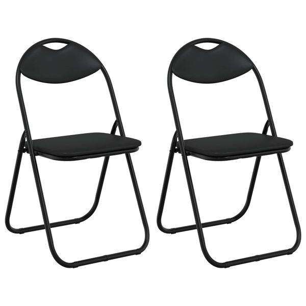 vidaXL Saliekamā krēsls 2 pcs Melns 48 x 43,5 x 81 cm Mākslīgā āda