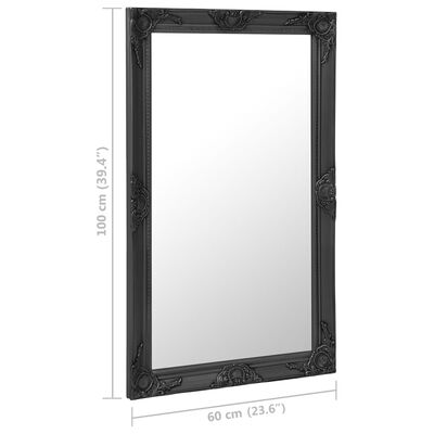 vidaXL baroka stila sienas spogulis, 60x100 cm, melns