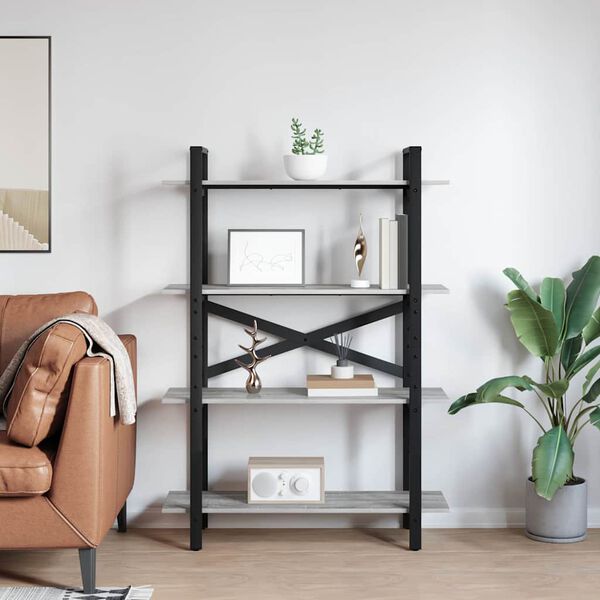 vidaXL Grāmatu plaukts Pelēks Sonoma 100 x 33,5 x 140 cm