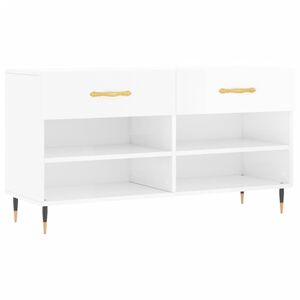 vidaXL apavu skapītis, spīdīgi balts, 102x35x55 cm, inženierijas koks