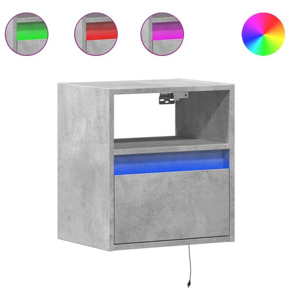 vidaXL TV galdiņi ar LED lampiņām, 2 gab., betona pelēks, 41x31x45 cm