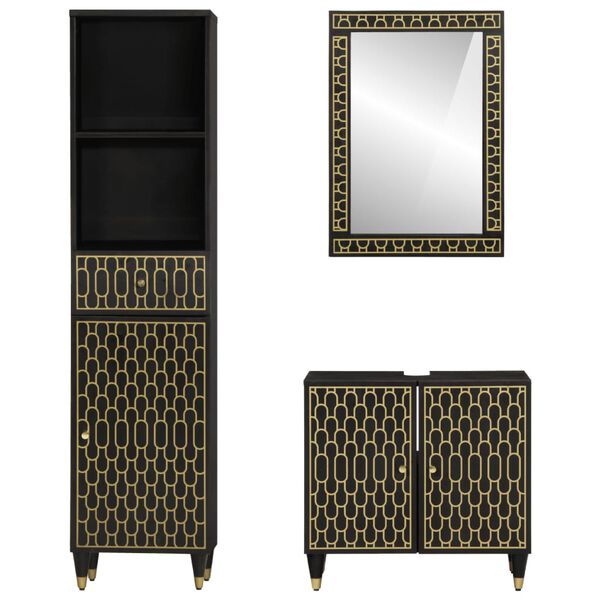 vidaXL 3-daļīgs vannasistabas mēbeļu komplekts, mango masīvkoks