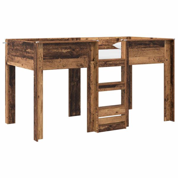 vidaXL Divguļamā gulta bērniem ar matraci Vecs koks 100 x 200 cm