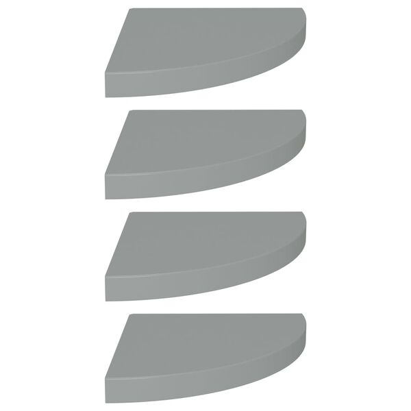 vidaXL stūra sienas plaukti, 4 gab., pelēki, 35x35x3,8 cm, MDF