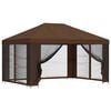 vidaXL Dārza paviljons ar sānu sienām 4 &times; 3 m Brūna