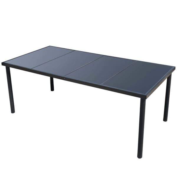 vidaXL 9-daļīgs dārza mēbeļu komplekts, tērauds, melns