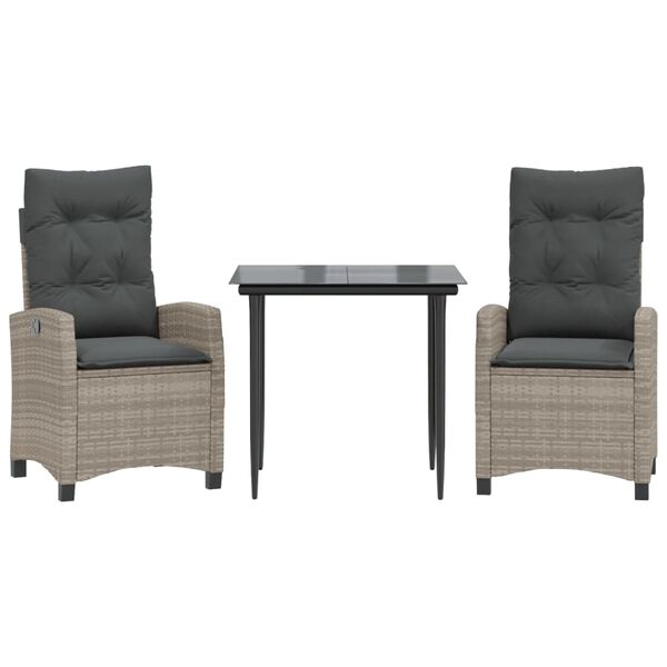 vidaXL 7-daļīgs dārza mēbeļu komplekts, matrači,gai&scaron;i pelēka PE pinums