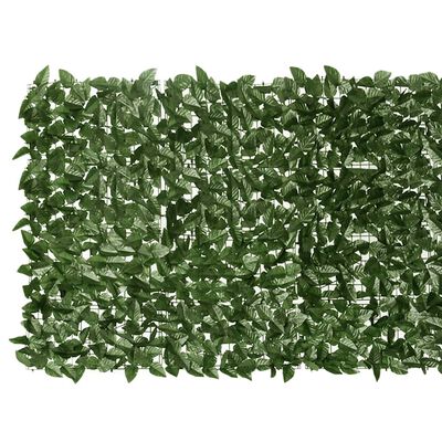 vidaXL balkona aizslietnis ar tumši zaļām lapām, 600x100 cm
