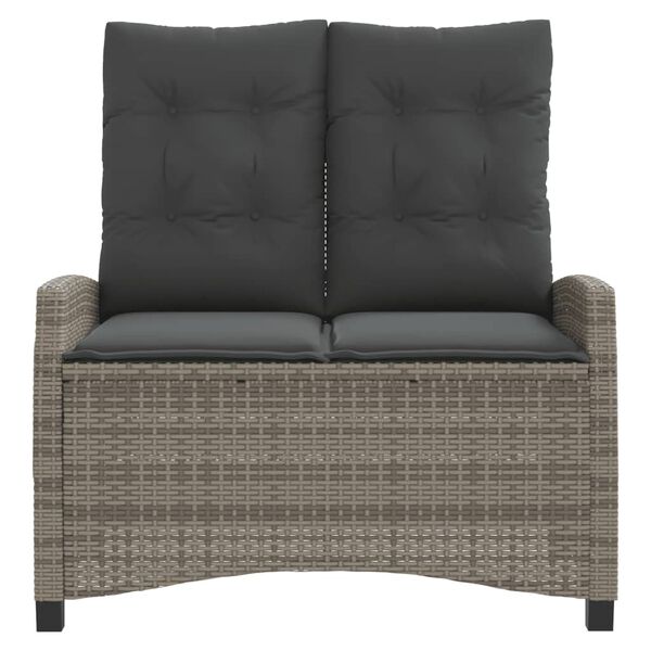 vidaXL atgāžams dārza krēsls ar matračiem, pelēka PE rotangpalma