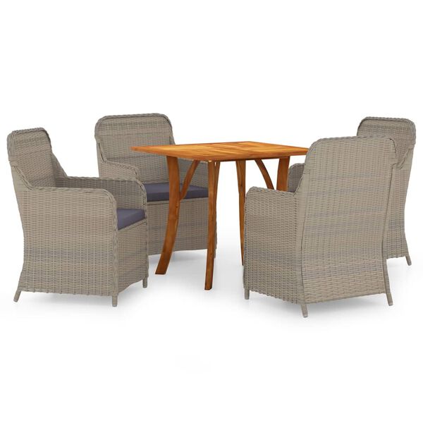 vidaXL 5-daļīgs dārza mēbeļu komplekts, brūns