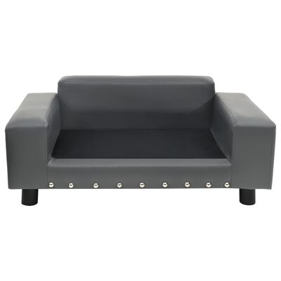 vidaXL suņu dīvāns, pelēks, 81x43x31 cm, plīšs, mākslīgā āda