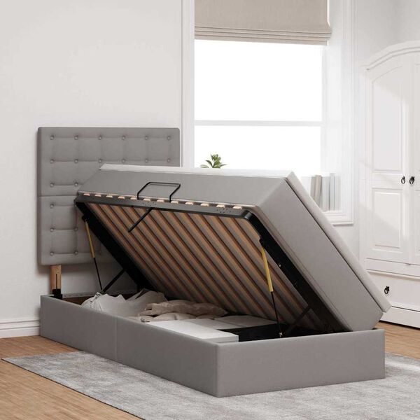 vidaXL Gulta ar uzglabā&scaron;anas vietu un matraci Pelēkbrūna 90 x 200 cm