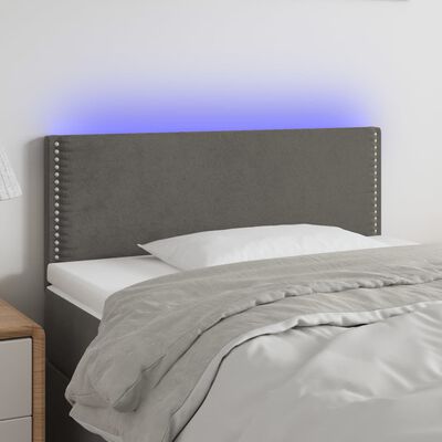 vidaXL gultas galvgalis ar LED, 80x5x78/88 cm, tumši pelēks samts
