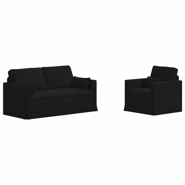 vidaXL Dīvānu komplekts 2 pcs Melna 158 x 78 x 80 cm audums