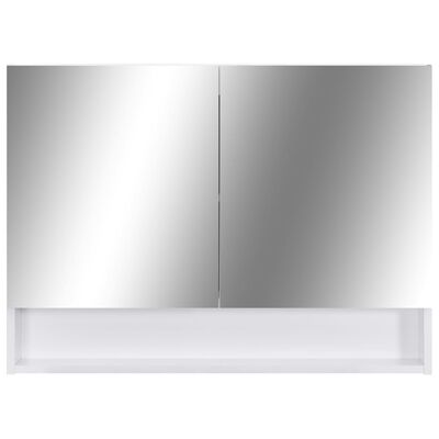 vidaXL vannasistabas skapītis ar spoguli un LED, 80x15x60cm, balts MDF