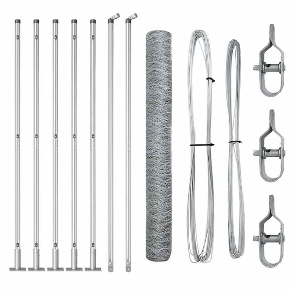 vidaXL Žoga āķis Sudraba 10 x 0,8 m (36 mm siets) Tērauds