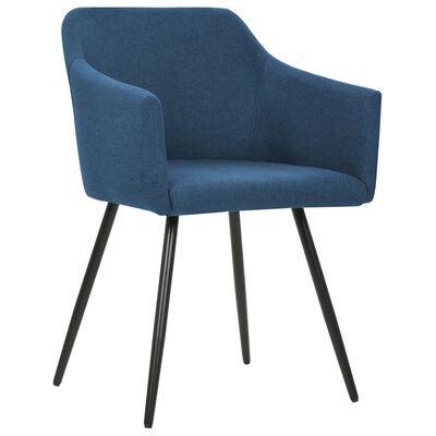 vidaXL virtuves krēsli, 4 gab., zils audums