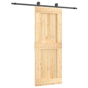 vidaXL Slīdo&scaron;ās durvis 80 x 210 cm Cieta priedes koks (neapstrādāts)